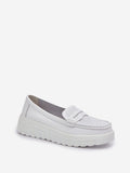Elegant Women's Leather Moccasins with Wedge Heel Comfort