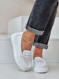 Elegant Women's Leather Moccasins with Wedge Heel Comfort