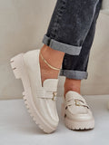 Chic Eco-Leather Women's Loafers with Teddy Bear Accent