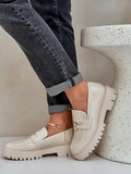 Chic Eco-Leather Women's Loafers with Teddy Bear Accent