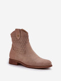 Elegant Eco Suede Boots with Lacy Pattern and Zipper Closure