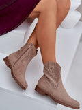 Elegant Eco Suede Boots with Lacy Pattern and Zipper Closure