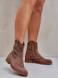 Elegant Eco Suede Boots with Lace Detail and Zipper Closure