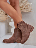 Elegant Eco Suede Boots with Lace Detail and Zipper Closure