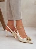 Braided Open-Back Heels with Flower Accent for Summer Style