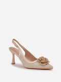 Braided Open-Back Heels with Flower Accent for Summer Style