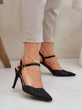Elegant Shiny High Heels with Adjustable Strap and Pointed Toes