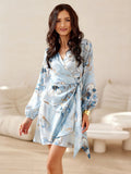 Chic Long Sleeve Wrap Mini Dress with Flared Hem
