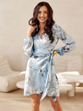 Chic Long Sleeve Wrap Mini Dress with Flared Hem