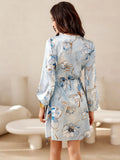 Chic Long Sleeve Wrap Mini Dress with Flared Hem