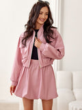 Stylish Zip-Up Bomber Jacket with Flap Pockets