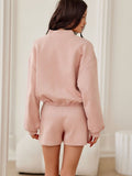 Elegant Suede Jacket with Stand-Up Collar and Flap Pockets