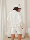 Elegant Suede Jacket with Stand-Up Collar and Flap Pockets