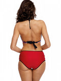 Floral Push-Up Swimsuit with Striped Accents and High Bottoms