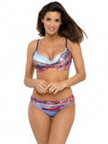 Elegant Landscape Print Two-Piece Swimsuit with Push-Up Bra