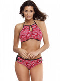 Ethno-Inspired Two-Piece Swimsuit with Push-Up Top