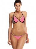Colorful Two-Piece Bikini with Decorative Straps