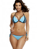 Colorful Two-Piece Bikini with Decorative Straps