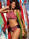 Ethno-Inspired Two-Piece Swimsuit with Push-Up Top