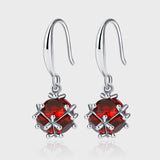 925 Silver Needle Long Earrings Feminine Artificial Zircon Tassel Earrings - Red