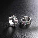 Multicolor Tribal Stripe Earrings Women 925 Sterling Silver Anti Allergy