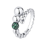 S925 Sterling Silver Personality Geometric Beaded Snowball Ring