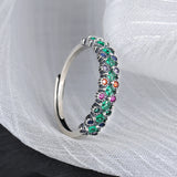 S925 Sterling Silver Color Diamond Ring Small Design Green Zirconium