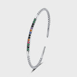 S925 Sterling Silver Vintage Carved Pattern Bracelet Women's Simple Small Design Rainbow Light Luxury Bracelet