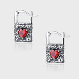 Sterling Silver Earrings Vintage Silver Lock Earrings Inlaid With Heart-shaped Zircon S925 Silver