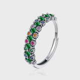 S925 Sterling Silver Color Diamond Ring Small Design Green Zirconium